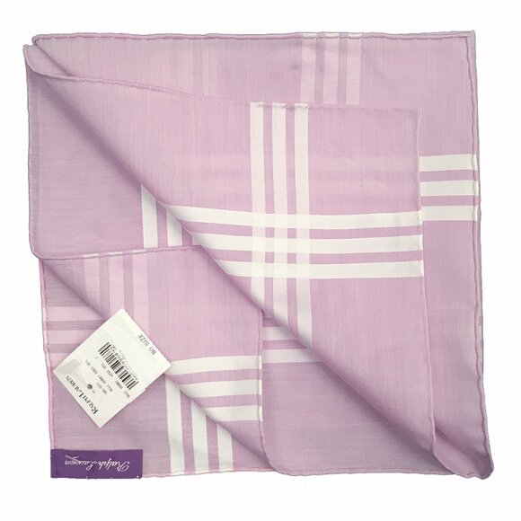 NEW Ralph Lauren Purple Label Linen Pocket Square! Lavender With White Stripes - Picture 2 of 2